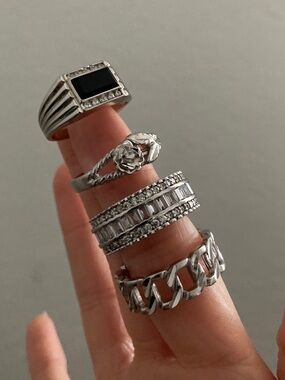 CHILD OF WILD SZ9 Ring SET Silver Stackable layering cocktail Rings Silver Set